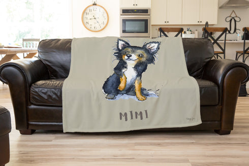 Chihuahua Black Personalised Throw